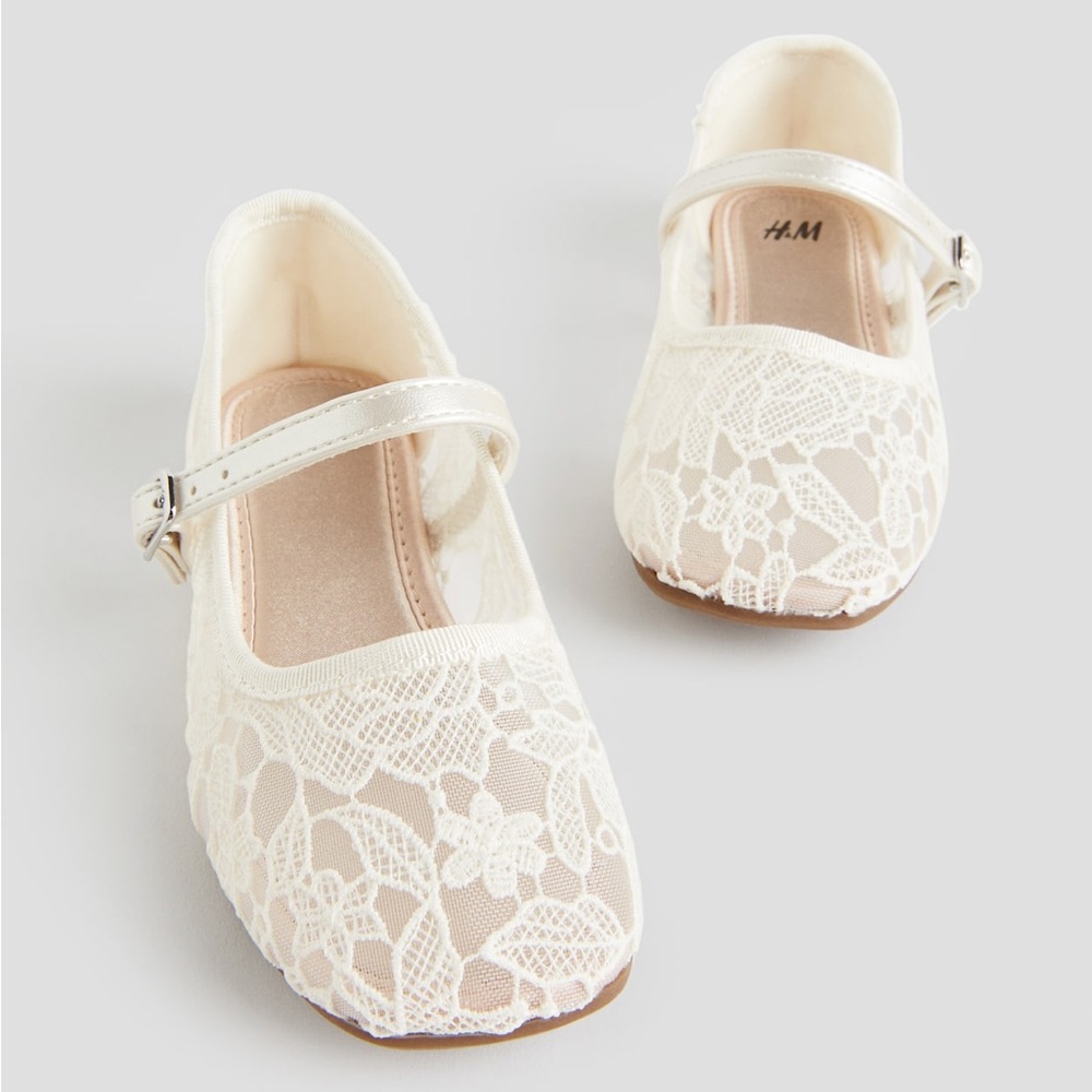 H&M - Shoes Girls Mary Jane dress Cream Lace Kids Dress Shoes - NWT